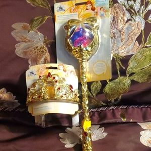 NWT Belle Beauty and the Beast Crown and Wand Set